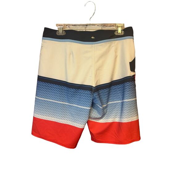 quicksiliver lined board shorts blue red white dry flight men's size 30